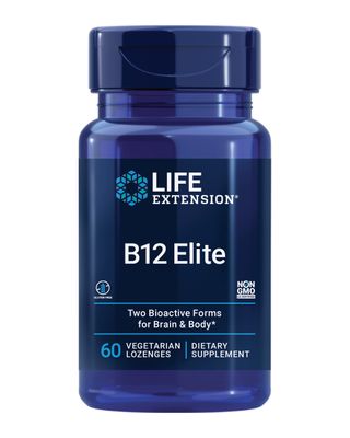 Life Extension B12 Elite, adenosylcobalamin, methylcobalamin, Two Active Forms for Brain Health &amp; Dopamine Production, Non-GMO, Gluten-Free, Vegetarian, 60 lozenges