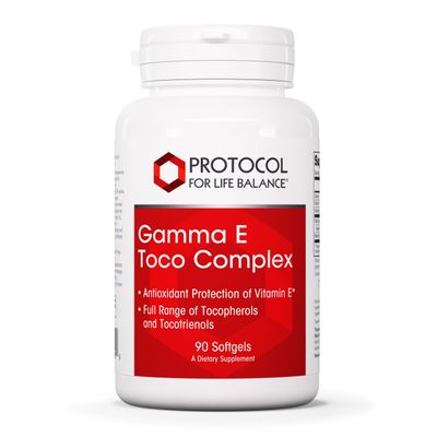 Protocol Gamma E Toco Complex - Vitamin E 300mg - Antioxidant Support* - for Cardiovascular Health &amp; Brain Health* - with Tocotrienols - Halal &amp; Dairy Free - 90 Softgels