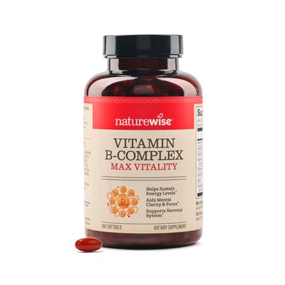 NatureWise B Complex Vitamins with Folic Acid &amp; B12 - Dietary Supplement for Energy, Nervous System, Immune Health Support* - with Halal Gelatin, Gluten-Free, Non-GMO - 360 Softgels[1 Year Supply]
