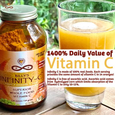 Infinity-C Organic Vitamin C Powder | Bioavailable VIT C from Acerola, Camu Camu &amp; Amla | Whole Food Vitamin C 1000mg | + Immune Support Superfoods - Shilajit, Astragalus Root &amp; Ginger (30 Servings)