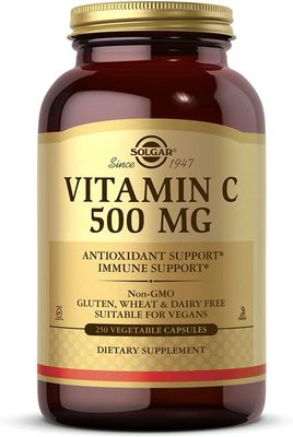 Solgar Vitamin C 500 mg, 250 Vegetable Capsules - Antioxidant &amp; Immune Support - Overall Health - Supports Healthy Skin &amp; Joints - Non-GMO, Vegan, Gluten Free, Kosher - 250 Servings
