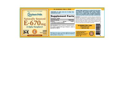 Puritan's Pride Vitamin E-670 mg 100% Natural-100 Softgels(Package May Vary)