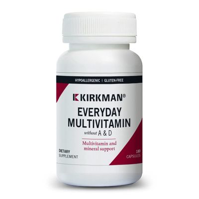 Kirkman - EveryDay Multivitamin without Vitamins A &amp; D - 180 Capsules - Comprehensive Multivitamin - Mineral Support - Hypoallergenic