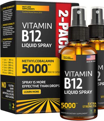 (2 Pack) - Liquid B12 Spray - Vitamin B12 Sublingual - Vegan B12 Vitamin Spray - Methylcobalamin Vitamin B12 Liquid Boosts Energy &amp; Mood - Gluten-Free &amp; Non-GMO - B 12 Drops Waste Money - Find Out Why