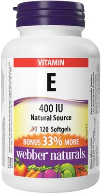 Webber Naturals Vitamin E Natural Source Softgel, 400 IU-120 Softgels