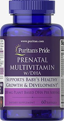 Puritan&#39;s Pride Prenatal Multivitamin with DHA, Supports Baby&#39;s Growth and Development**, 60 Softgels,