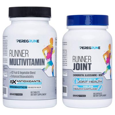PEREGRUNE Runner Multivitamin &amp; Joint Support Supplement - Antioxidants, Vitamin B Complex, Probiotics for Health, Energy, Endurance, Recovery - Glucosamine Chondroitin, MSM - GMP Running Supplements