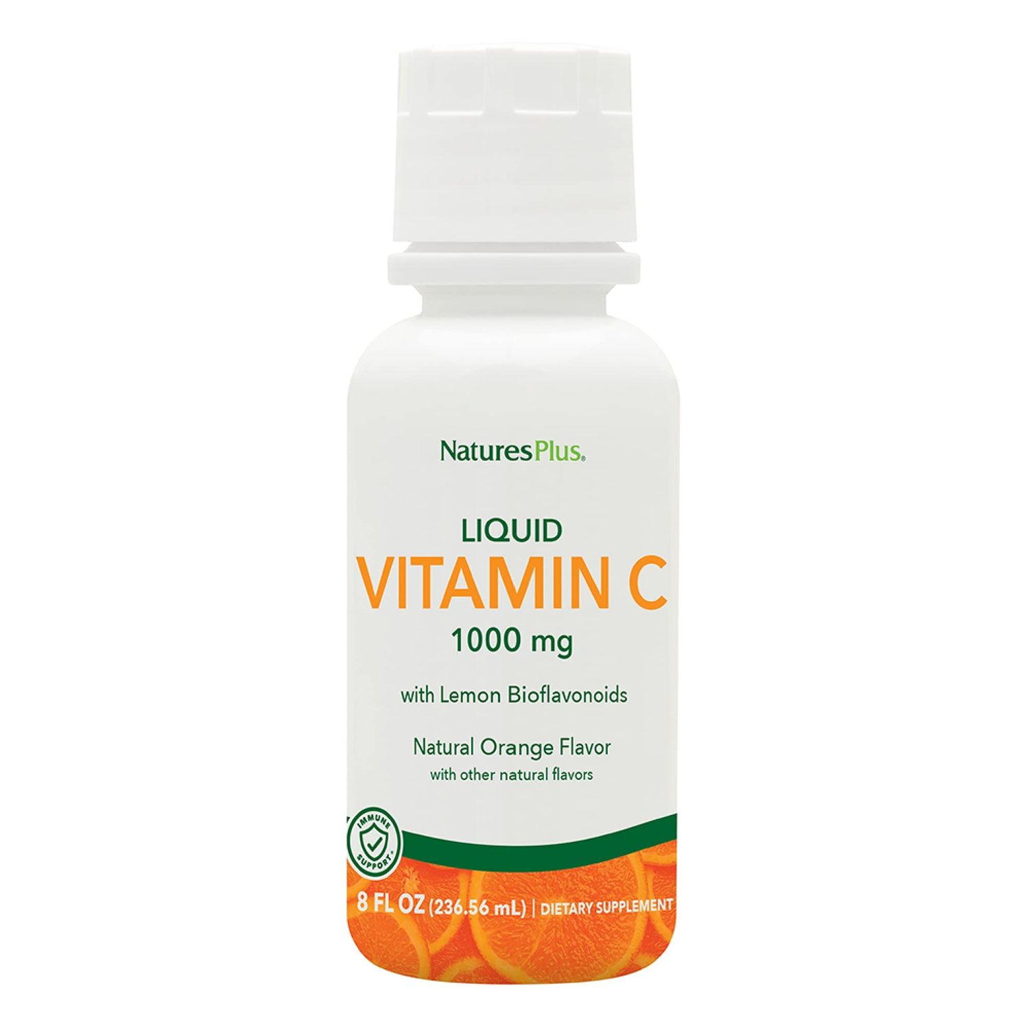 NaturesPlus Liquilicious Vitamin C Liquid - 1000 mg, 8 fl oz - Orange Flavor Liquid Supplement with Lemon Bioflavonoids, Antioxidant - Vegetarian, Gluten-Free - 8 Servings