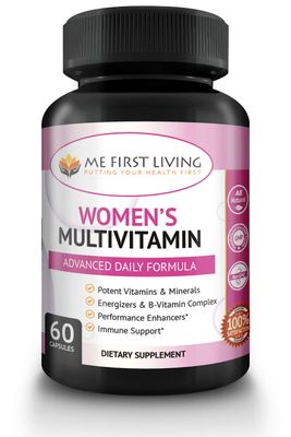 Me First Living Women&#39;s Daily Multivitamin/Multimineral with Vitamins and Minerals, Green Tea, Magnesium, Biotin, Zinc, Calcium, Antioxidant for Women, Heart &amp; Breast Health - 60 Multivitamins