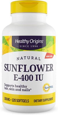 Healthy Origins Vitamin E, 400 IU Sunflower (Sun E 900) - Vitamin E Supplement - Hair, Skin &amp; Nails Vitamins - Non-GMO &amp; Gluten-Free Supplement - 120 Softgels
