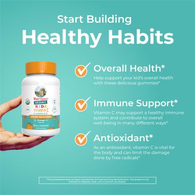 MaryRuth's Kids Vitamin C Gummies | Supplement for Immune Support & Overall Health | Immune Support Supplement | Vitamin C for Kids Ages 4+ | USDA Organic | Vegan | Non-GMO | 60 Servings