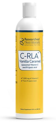 Researched Nutritionals C-RLA - Liposomal Vitamin C with R Lipoic Acid to Support Detox - Vegan &amp; Soy-Free Vitamin C Liquid, Vanilla Caramel Flavor (10 Fl Oz)