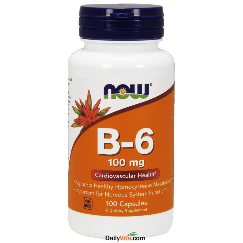 Now Foods B6 100mg Capsules, 100 CT