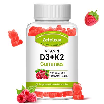 Zetelixia Vitamin D3 K2 Gummies for Adults, Vitamin D3 5000 IU &amp; K2 (MK7) 120mcg, Sugar-Free D3 K2 Supplements with Vitamin B6, C &amp; Zinc, Support Bone, Teeth, Muscle &amp; Immunity, 60 Count