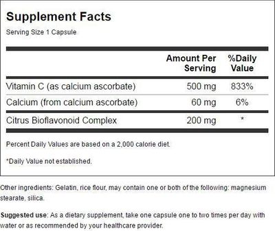 Swanson Buffered Vitamin C w/Bioflavonoids 500 Milligrams 100 Capsules