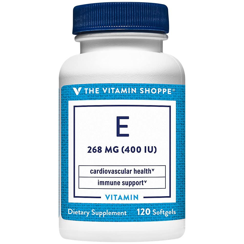 The Vitamin Shoppe Vitamin E 400IU - Natural Source, Supports Healthy Cardiovascular System, Immune Health &amp; Eye Health - Once Daily (120 Softgels)