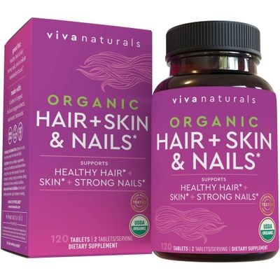 Hair Skin and Nails Vitamins for Women - Vegetarian-Friendly Organic Biotin Vitamins for Hair Skin Nails Health Support with Vitamin E &amp; Biotin 5000 mcg to Help Produce Keratin -120 Biotin Supplement