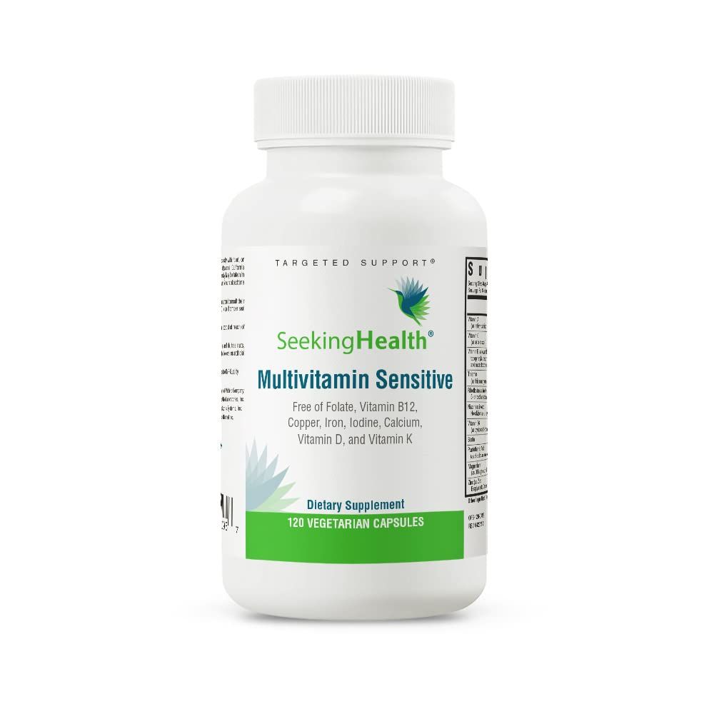 Seeking Health Multivitamin Sensitive - Antioxidant Support Supplement with Coenzyme Q10 - Daily Vitamin with Biotin, Selenium &amp; Vitamin C - Multivitamin Free of Folate - 120 Capsules