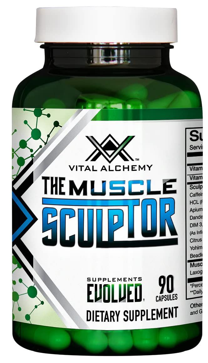 Vital Alchemy The Muscle Sculptor- Muscle Builder with Vitamin B3, B6, Phosphatidylserine, Epicatechin &amp; Cayenne - Supports Muscle Growth, Focus, Energy &amp; Protein Synthesis, Made in USA - 45 Servings