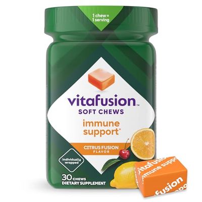 Vitafusion Soft Chews Immune Support (1), Adult Chewable Vitamin C for Immune Support, Individually Wrapped, Citrus Fusion Flavor, 30 Chews, 30 Day Supply
