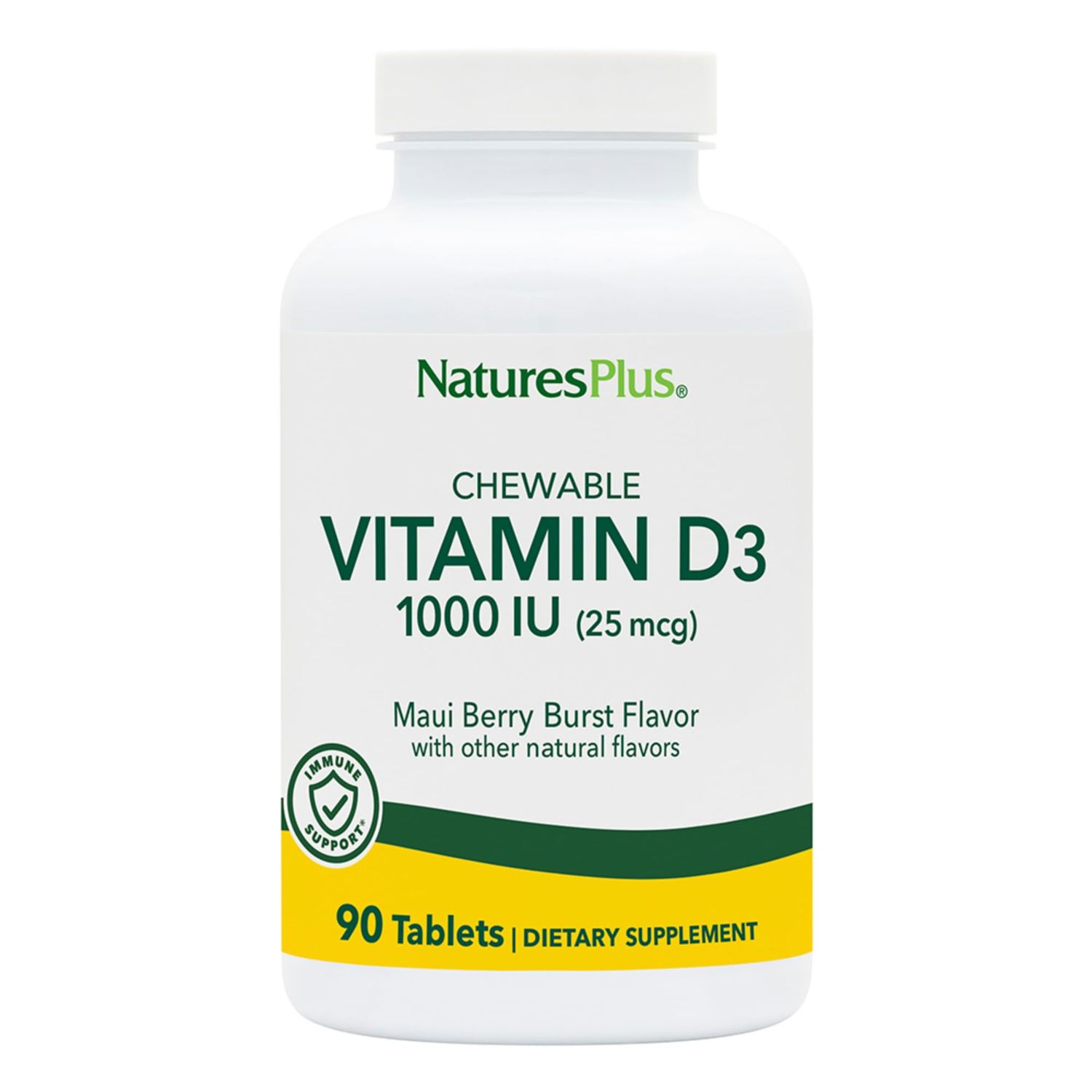 Nature&#39;s Plus - Adult&#39;s Chewable Vitamin D3 1000 IU - Maui Berry Burst Flavor, 90 count