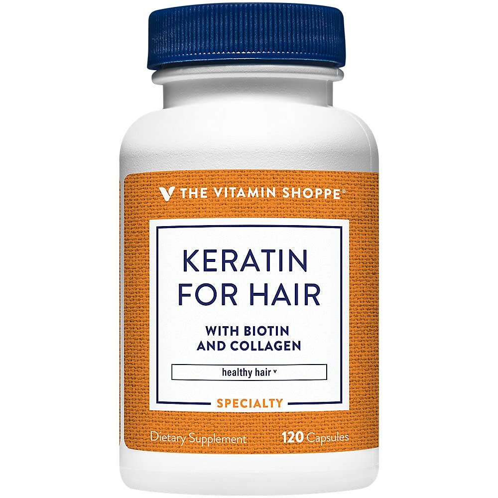 The Vitamin Shoppe Keratin for Hair with Biotin &amp; Collagen, Supports Strong, Healthy Hair, Hair Luster (120 Capsules)