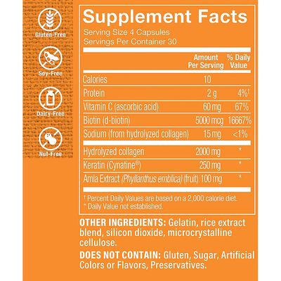 The Vitamin Shoppe Keratin for Hair with Biotin &amp; Collagen, Supports Strong, Healthy Hair, Hair Luster (120 Capsules)