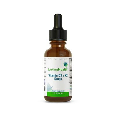 Seeking Health Vitamin D3 + K2 Drops - Liquid Vitamin D &amp; K Supports Immune System Function &amp; Bone Health - Aids Calcium Absorption - Aids Healthy Blood Flow &amp; Circulation - 1 oz
