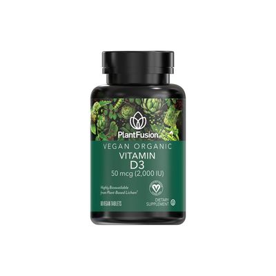 PlantFusion Vegan Vitamin D3 2000IU, Organic Vitamin D3, Sourced from Vitashine Plant Based Lichen, Promotes Immune and Bone Health, 60 Tablets