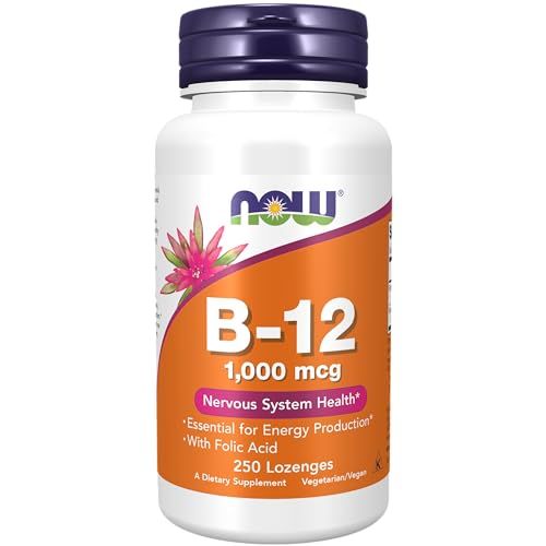 NOW Foods Supplements, Vitamin B-12 1,000 mcg with Folic Acid, Nervous System Health*, 250 Chewable Lozenges
