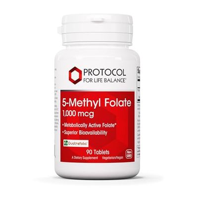 Protocol 5-Methylfolate 1,000mcg - Superior Methyl Folate Bioavailability - for Brain Support* - Folate Supplement for Women &amp; Men - Kosher &amp; Vegan - 90 Tabs