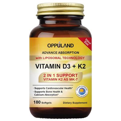 Vitamin D3 + K2 with LIPOSOMAL Technology - 5000iu of Vitamin D3 &amp; 100mcg Vitamin K2 as MK-7-2 in 1 Support - 180 Softgels