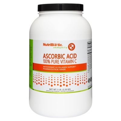 NutriBiotic Ascorbic Acid Vitamin C Powder, 5 Lb | Pharmaceutical Grade L-Ascorbic Acid, 2000 Mg Per Serving | Essential Immune &amp; Antioxidant Collagen Support Supplement | Vegan, Gluten &amp; GMO Free