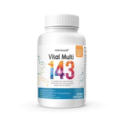NANOWELL Vital Multi 143 - Multivitamin &amp; Multimineral Supplement with 20 Vitamins and 72 Minerals,143 Ingredients Total - 120 Tablets, 30 Day Supply