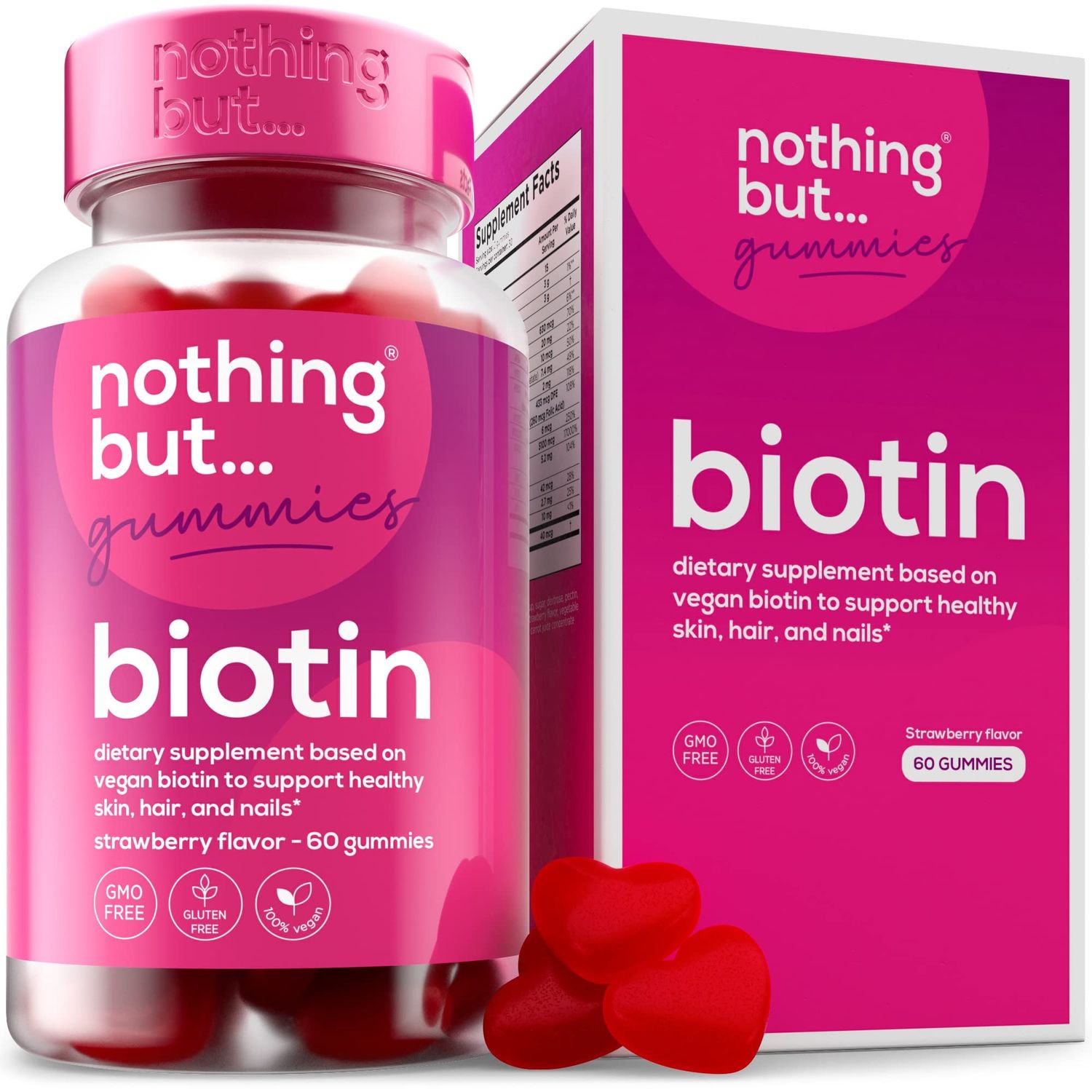 Biotin Gummies for Hair Growth 5100 mcg - Hair, Skin, and Nails Vitamins for Men &amp; Women - with Folic Acid, Vitamins A, C, E &amp; D and Extra Strength for Faster Hair and Nail Growth, 60 Gummies