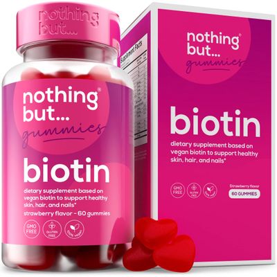 Biotin Gummies for Hair Growth 5100 mcg - Hair, Skin, and Nails Vitamins for Men &amp; Women - with Folic Acid, Vitamins A, C, E &amp; D and Extra Strength for Faster Hair and Nail Growth, 60 Gummies