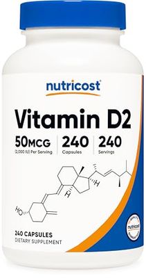 Nutricost Vitamin D2 Supplement (2000 IU) 240 Capsules - Vegan, Non-GMO, Gluten-Free, Third-Party Tested