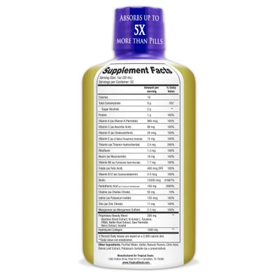 Tropical Oasis - Liquid Beauty | Supplement for Hair, Skin, &amp; Nail Growth, Weight Control, Joint Support - Biotin + Hydrolyzed Collagen (32 Servings)