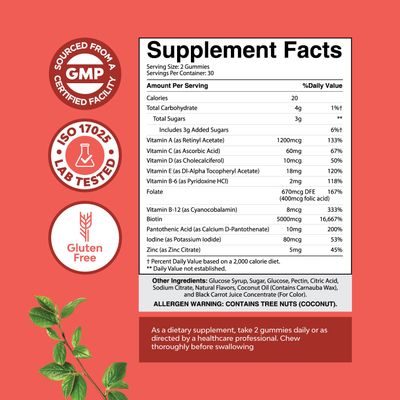 Natural Biotin Gummies for Hair Growth - Biotin Vitamins Hair Skin and Nails Gummies for Women and Men - Biotin Hair Growth Vitamins for Women with Pantothenic Acid and Biotin Hair Gummies