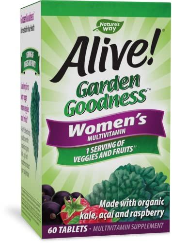 Nature&#39;s Way Alive! Garden Goodness Multivitamin for Women, High Potency B-Vitamins to Support Cellular Energy*, 1 Serving Veggies &amp; Fruits**, 60 Tablets