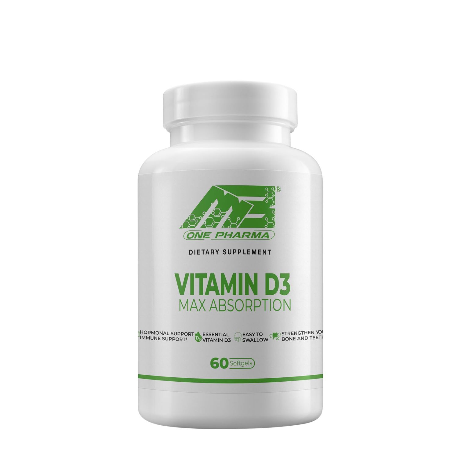 MB One Pharma Strength Vitamin D3 10000 IU (250 mcg), Dietary Supplement for Bone, Teeth, Muscle and Immune Health Support, 60 Softgels, 60 Day Supply