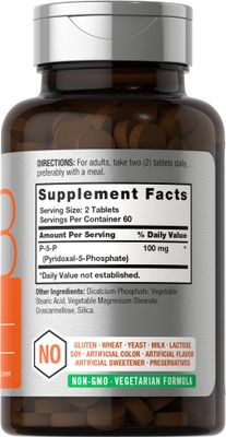 Horbach P-5-P Activated Vitamin B6 100mg | 120 Tablets | Vegetarian Supplement, Non-GMO, Gluten Free | Pyridoxal 5 Phosphate | Coenzyme B6