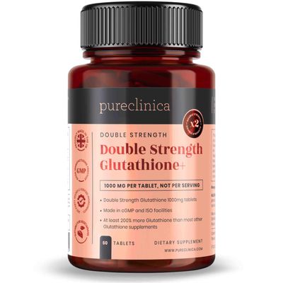 pureclinica Glutathione 1000mg x 60 Tablets. with 500mg Glutathione, 300mg ALA, and 200mg Vitamin C per Tablet.