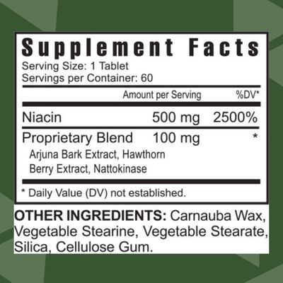 Youngevity Ultimate Niacin Plus - 500 mg with Proprietary Blend of Arjuna Bark, Hawthorn Berry, &amp; Nattokinase - 60 Tablets (Pack of 1)