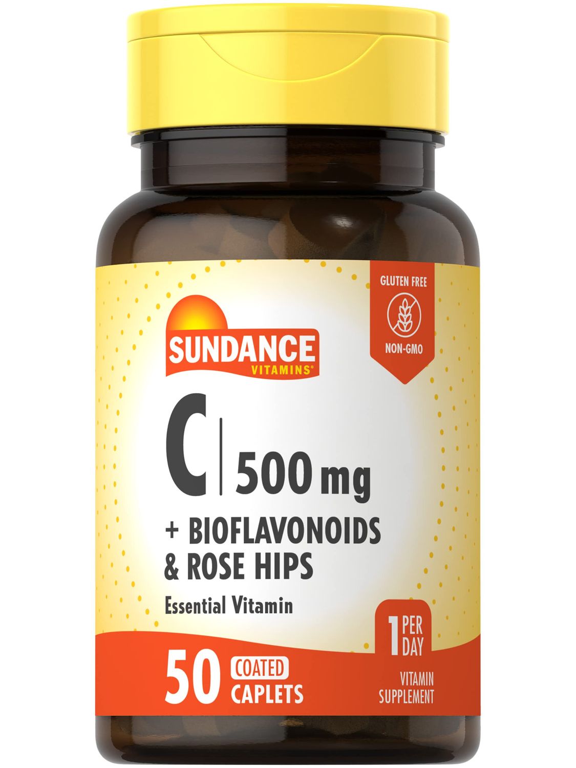Sundance Vitamin C 500mg with Bioflavonoids and Rose HIPS | Vegetarian, Non-GMO, and Gluten Free | Essential Vitamin Supplement
