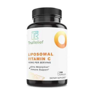 TR TRURELIEF Liposomal VIT C - Immune Support w/Ultra-Absorption. 180 caps per Bottle. Potent 1400mg liposomal VIT C dose.