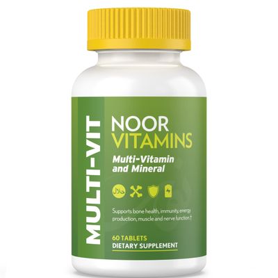 Noor Vitamins Halal Vitamins, Daily Multivitamin, Halal Vitamin for Women and Men, 30 Vitamins &amp; Minerals, A, B12, C, Iron, Zinc to support general health, Non-GMO, Halal Multivitamin (2 Month Supply)