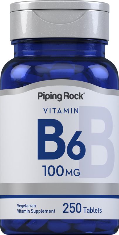 Piping Rock Vitamin B-6 100mg Supplement | 250 Tablets | as Pyridoxine Hydrochloride | Non-GMO &amp; Vegeterian Formula