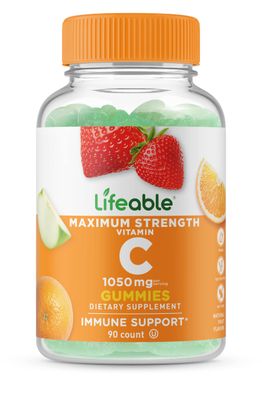 Lifeable Vitamin C - Great Tasting Natural Flavor Gummy Supplement - Vegetarian GMO-Free Chewable Vitamins - for Immune Support - 90 Gummies (1050 mg)