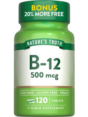 Nature&#39;s Truth B12 Vitamin | 500 mcg | 120 Tablets | Vegan, Non-GMO &amp; Gluten Free Supplement